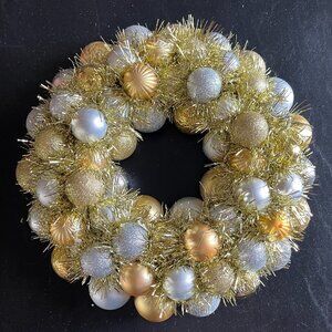 Christmas Ornament Wreath - Silver and Gold - 10"